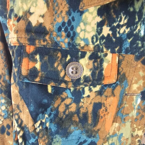 Womens Western Rustic Abstract Modern Chic Boutique Autumn Earthy Shirt Petite M - Picture 8 of 14